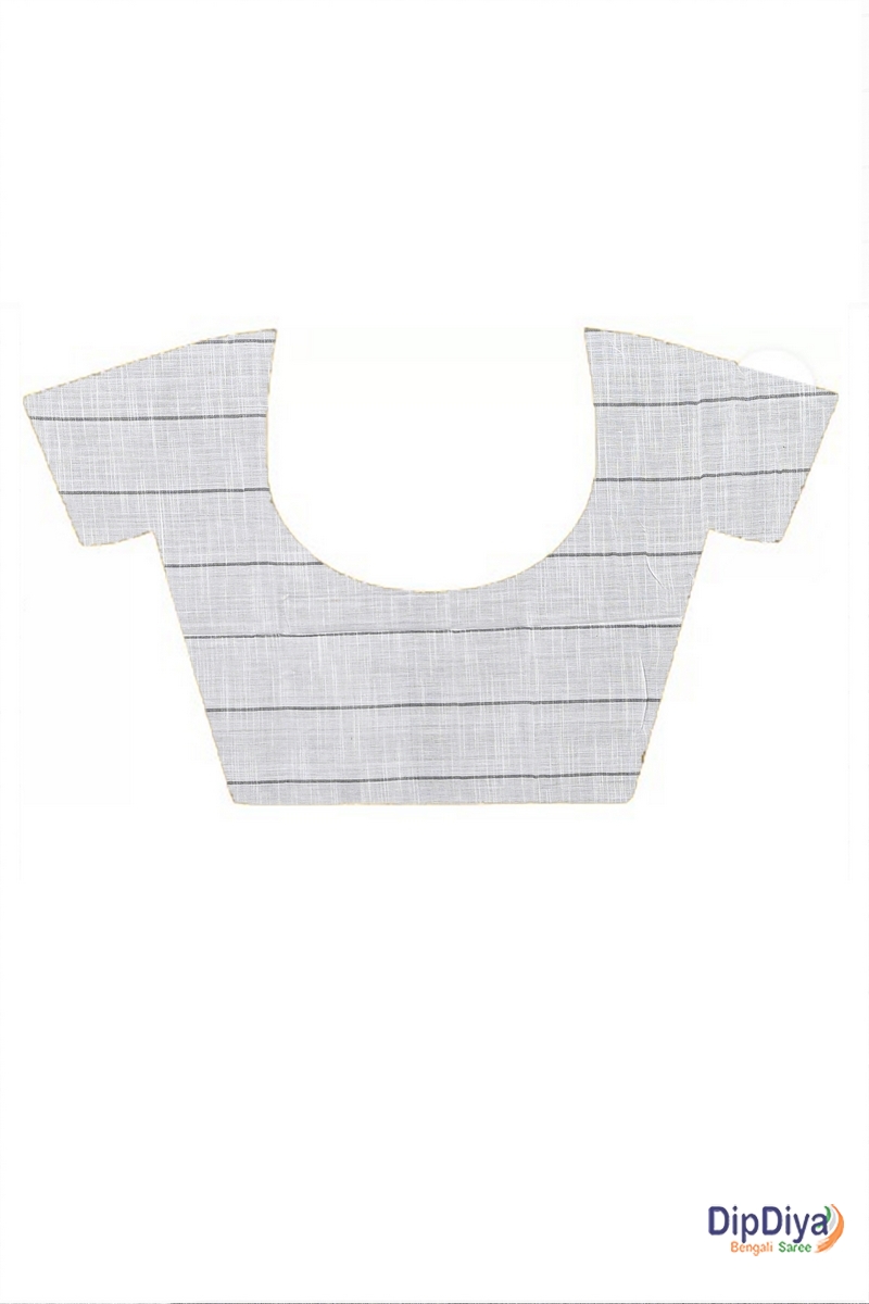 White Black Cotton Blended Parodhi Hand Loom Saree (481)